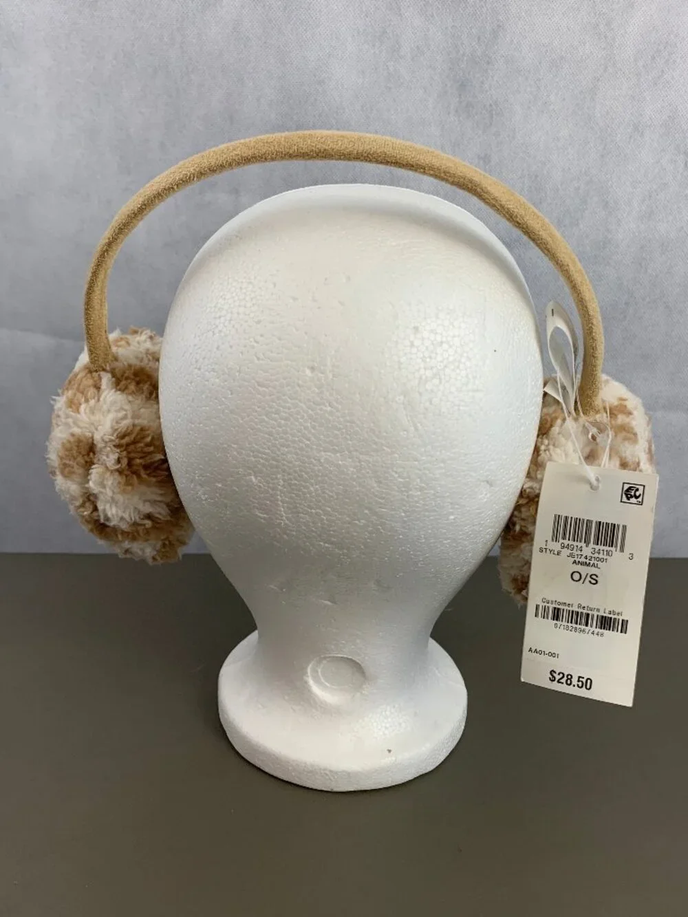 Jenni Women's Sherpa Earmuffs, Beige Animal Print, One Size Fits Most